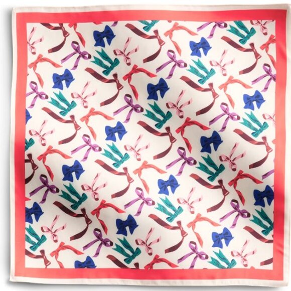 VERA BRADLEY Rows of Bows Square Scarf in Pink/Red - Picture 3 of 3